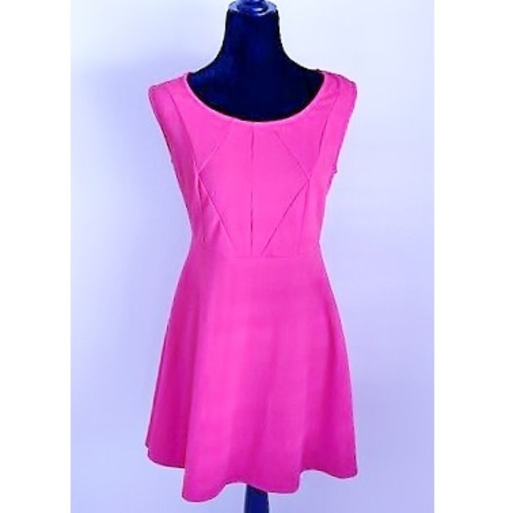 NWT GIANNI BINI Hot Pink Fit & Flare Skater Jacquard Dress | Size S